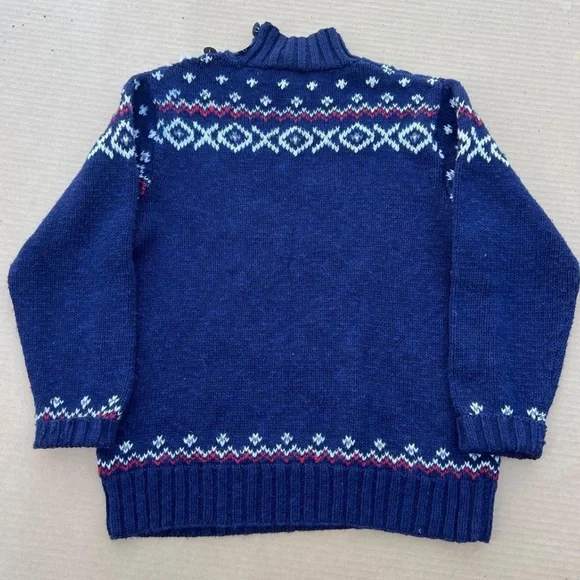 Ralph Lauren Vintage Hand Knit Ski Sweater Petite P/P Navy Winter Wool Blend - Picture 2 of 5